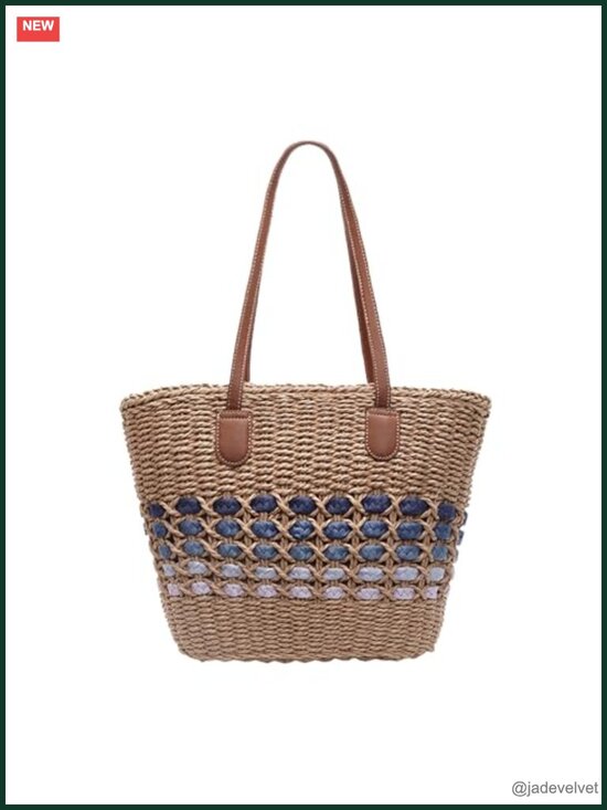 Handbags - Large Summer Raffia Straw Tote Bag Woven Beach Shoulder Purse